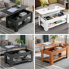 Modern Sliding Top Coffee Table with Bottom Shelf and Hidden Storage Tea Table