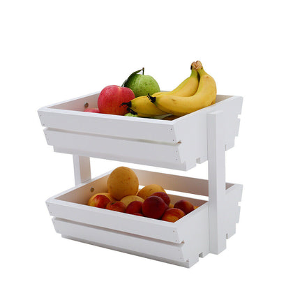 Wooden Vegetable Fruit Basket Stacking Container Slatted Veg Storage Rack Holder