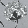 Grey Charcoal Silver Floral Glitter Flower Trail Thick Textured Vinyl Wallpaper