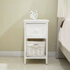 Pair of Wooden Bedside Tables Night Stand Cabinet Storage Drawer Wicker Basket.