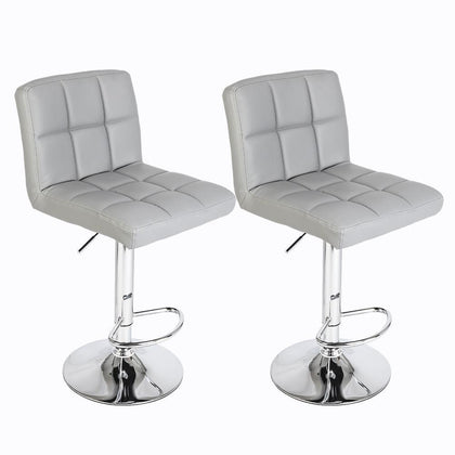2Pcs Breakfast Bar Stool Chair Swivel PU Leather Kitchen Chrome Gas Lift