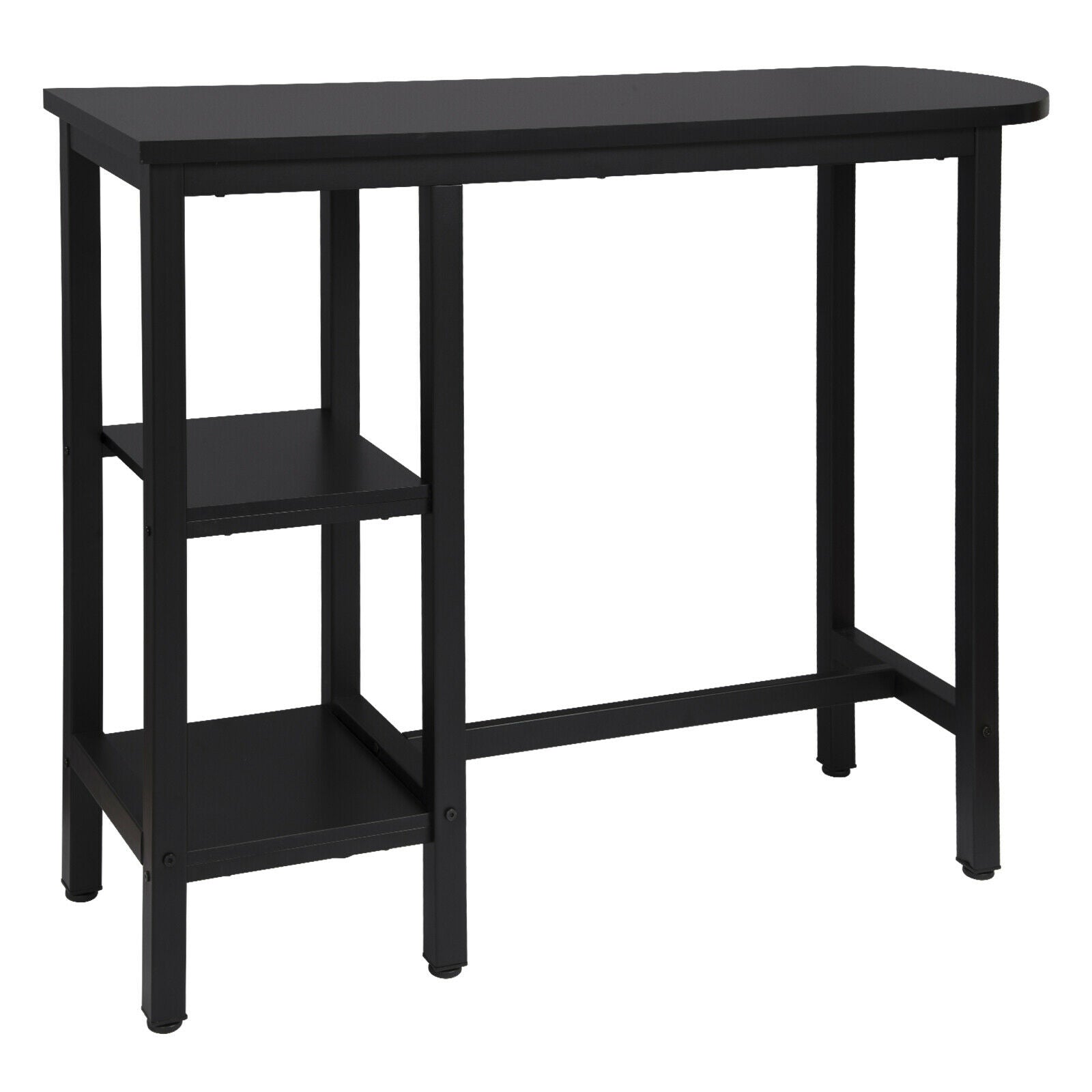 Bar Table with 2 Storage Shelves Breakfast Dining Table Kitchen Bistro MDF Metal