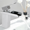Modern Waterfall Bathroom Basin Mixer Sink Taps Single Lever Brass Faucet Tap