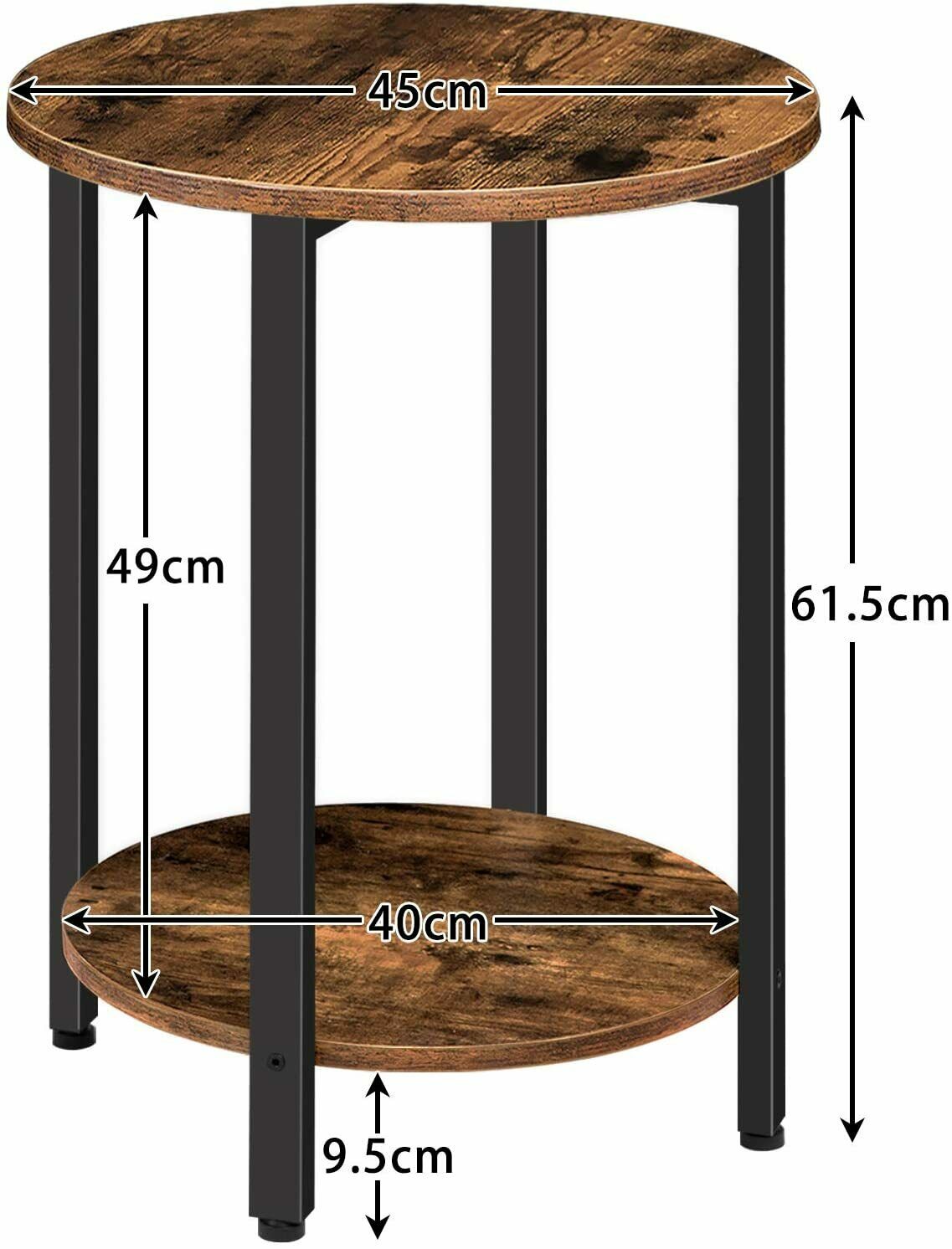HOOBRO Round Side Table End Table Bedside Table 2-Layer Sofa Table Living Room