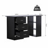 120cm Computer Desk PC Table Workstation w/ 3 Shelf & Drawers Black