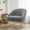 Single Seat Upholstered Bucket Back Armchair Accent Tub Oyster Velvet Sofa Chair