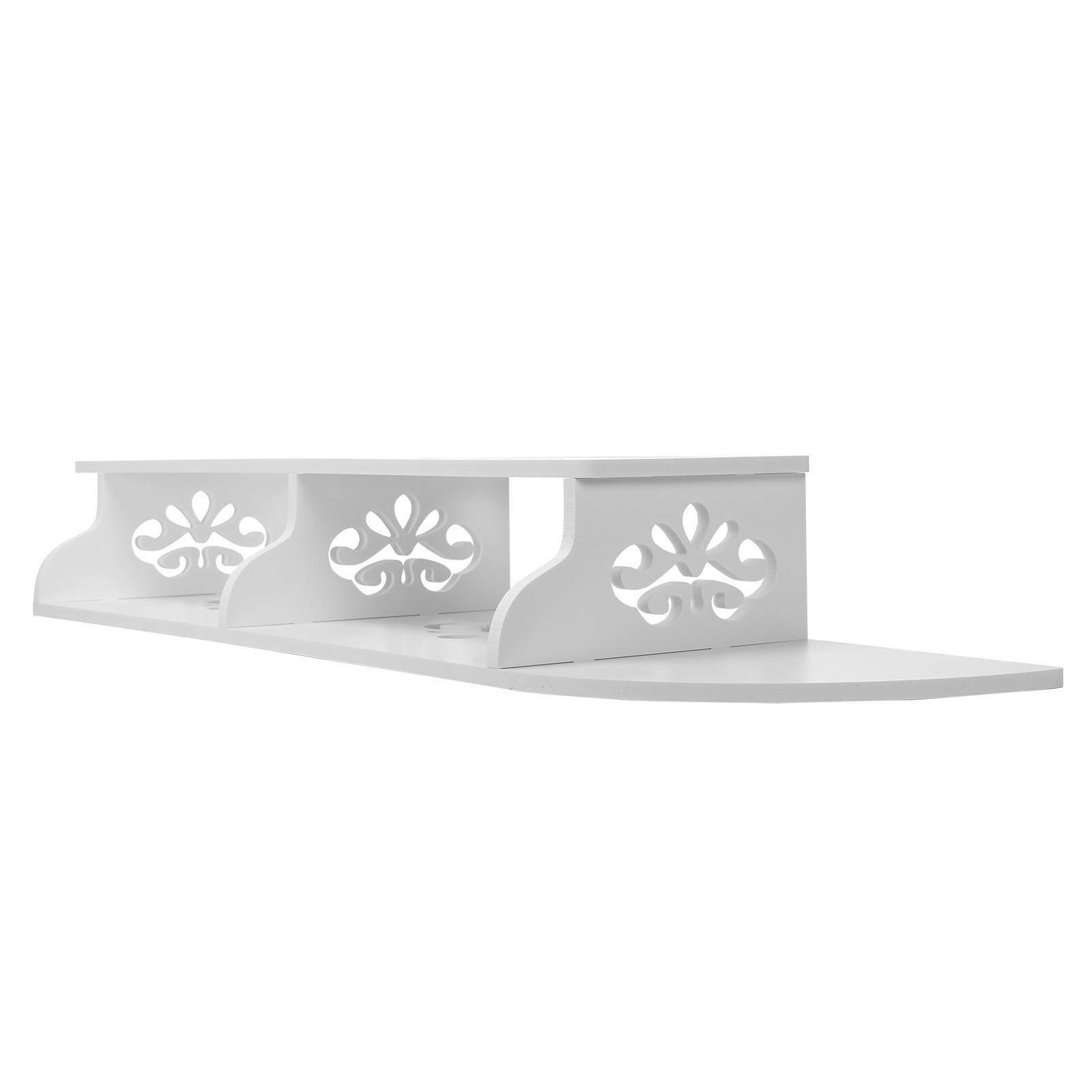Hollow Carved 2 Tier Floating Wall Shelves for TV CD DVD Bookcase Storage Unit