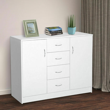 HOMCOM Cabinet Cupboard Unit Chest Organizer White