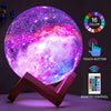 16 Colors LED USB Star Galaxy Moon Lamp w/ Stand Remote 3D Bedroom Night Light