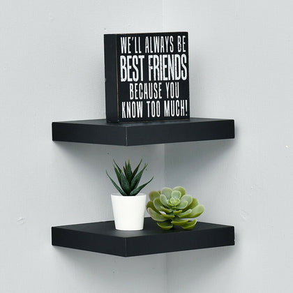 Black White Wall Shelf Floating Shelves MDF Wall Mount Storage Display 30-80 cm