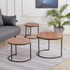 Set of 3 Nested Coffee Table Industrial Wood Metal Round Side End Table Home