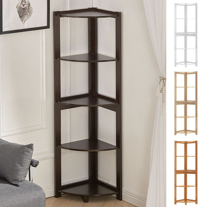 5 Tier Corner Shelf Ladder Bookcase Display Shelving Storage Unit Stand Shelves