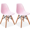 2x Eiffel Kids Children Chairs White/Pink/Blue Plastic Seat with Wooden Legs