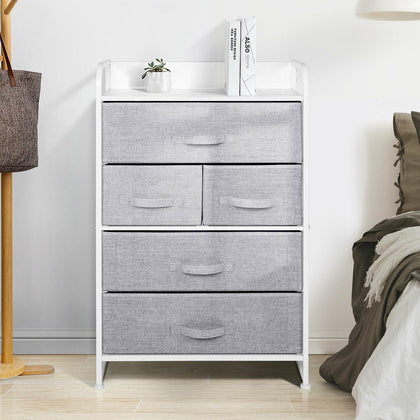 5-Drawers 4-Tier Fabric Chest of Drawer Bedroom Furniture Hallway Storage Grey