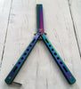Iridescent Rainbow Practise Balisong Trainer Spring Latch Butterfly Comb