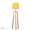 Wooden Tripod Floor Lamp Large Living Room Light Tapered Fabric Shades LED Bulb