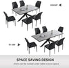MDF Dining Table and PU Leather Chairs Set Middle Butterfly Extension Leaf Table