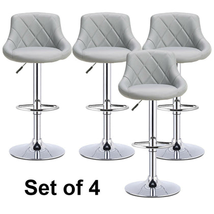 4x MADRID Faux Leather Bar Stools Gas Lift Home Kitchen Breakfast Chairs Grey