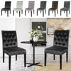 2X High Back Velvet Fabric Buttoned Back Dining Chairs Soft Side Chair Wood Legs