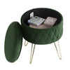 Velvet Round Ottoman Footstool with Storage Sofa Foot Stool Living Room Footrest