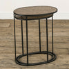 Vintage Black Nest of Tables Set Metal with Wood Top Nesting Side Table Wooden