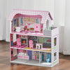 Wooden Doll House Kids Role Play Toy 3 Storey Dollhouse w/ Furniture Accessories