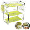 3 Tier White Kitchen Plate Rack Tidy Cupboard Shelf Insert Organiser Drainer