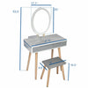 Makeup Dressing Table Vanity Set LED Light Mirror Stool Set Wood Desk Drawer UK