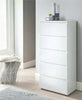 NEW Tall High Gloss White Narrow Chest of 5 Drawers Bedroom Furniture | UK