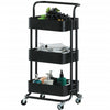 Mobile Kitchen Trolley Cart Rolling 3 Tier Storage Rack Metal Frame Stand Wheels