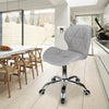 Adjustable Grey Office Chair Cushioned Computer Desk Chrome Legs Small Swivel