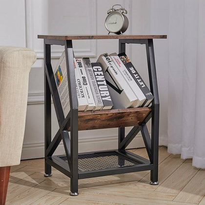 Side End Table Open Shelves Storage Coffee Book Magazine Desk Living Bedroom DIY