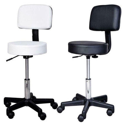PU Leather Adjustable Backrest Stool Beauty Spa Salon Manicure Chair Black/White