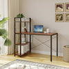 Industrial Style Metal Frame Wooden Computer Desk With 3 Storage Shelves Hooks U