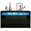 High Gloss Bed Sideboard Cupboard LED Buffet Door Cabinet with 2/3 Doors Storage