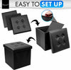 Folding Storage Ottoman Box Footstool Faux Leather Storage Box with Lid Toy Gift