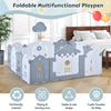 Foldable Baby Playpen with Activity Panel and Basketball Hoop 14 Panels Grey