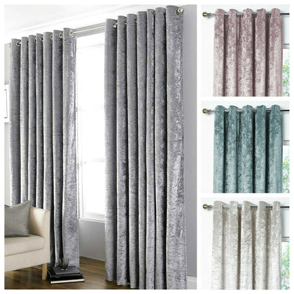 Bliss Luxury Crushed Velvet Blackout Ring Top Eyelet Pair Ready Made Curtains