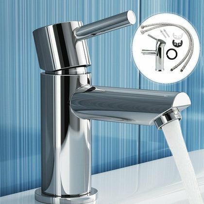 Cloakroom Chrome Luxury Bathroom Modern Basin Sink Mono Mixer Tap Brass Faucet