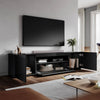 High Gloss 200cm Black TV Stand Cabinet Unit Living Room Furniture with RGB LED