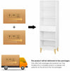 189cm Tall Bookcase Narrow 5 Tier Bookshelf with Drawer Storage Cabinet White