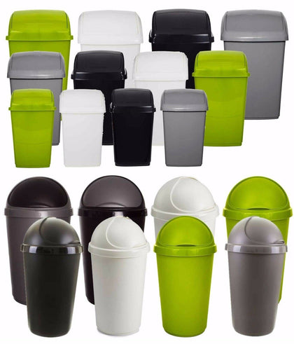 Plastic Flip Top Rectangle Bullet Waste Bin Paper Rubbish Kitchen Swing Bins W/F
