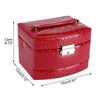 LOCKABLE 3 LAYERS BLACK JEWELLERY BOX LEATHER FINISH JEWELRY STORAGE 2 DRAWER