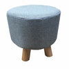 Shabby Chic Small Ottoman Round Pouffe Wooden Footstool Stool/Wooden Leg Padded