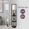 Shelf LED Floor Lamp Light Fabric Shade Open Storage Bedroom Livingroom Modern