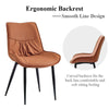 2 X Faux Leather Dining Chairs Metal Legs Thick Cushion Living Room Brown Modern