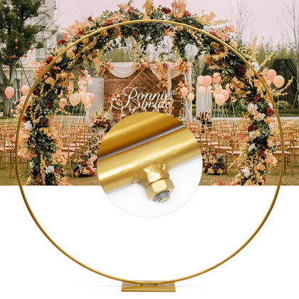 2M Golden Circle Wedding Arch Metal Backdrop Stand Party Decor Flower Rack Frame