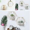 2x Hexagon Metal Wire Wall Shelf Home Decor Magazine Storage Floating Shelf Gold