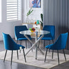 Set of 2 Blue Velvet Dining Chairs Kitchen Dinning Room Metal Leg Padded Modern