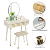 White Dressing Makeup Table Vanity Desk Set LED Touch Screen Mirror W/ Drawers